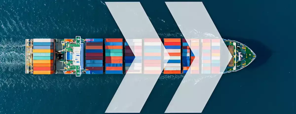 Container ship from above